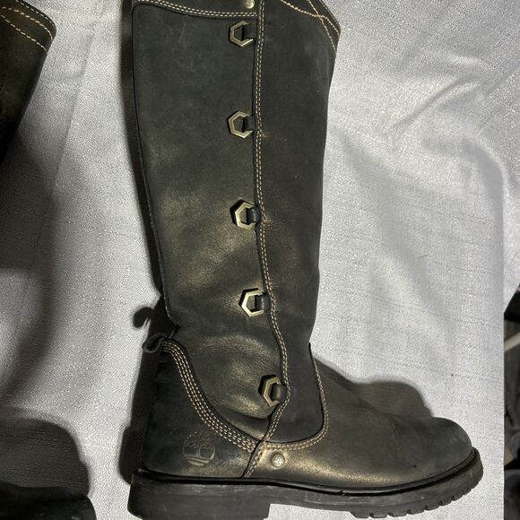 Women’s Timberland Boots Size US size 8 Knee High Ring Details Leather Gold - Picture 10 of 16